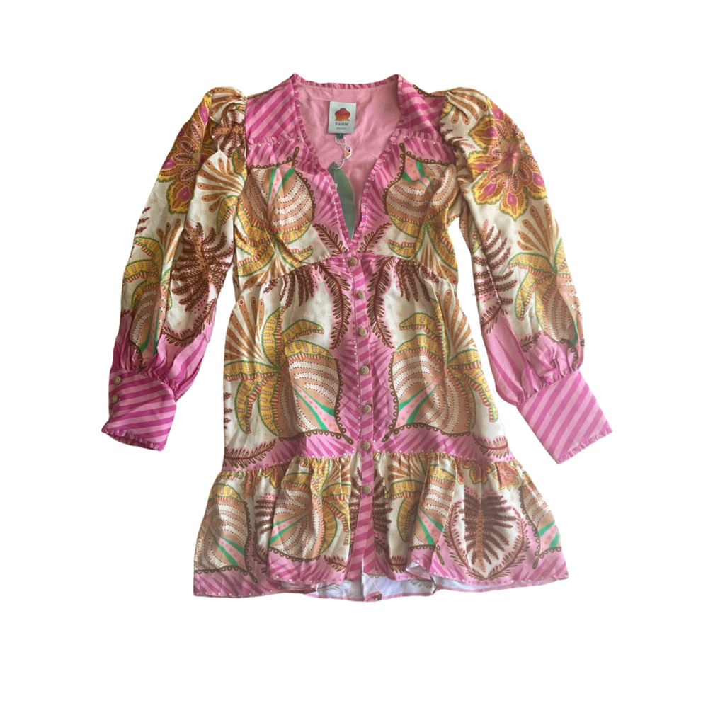 Farm Rio Sand Palm Scarf Mini Dress